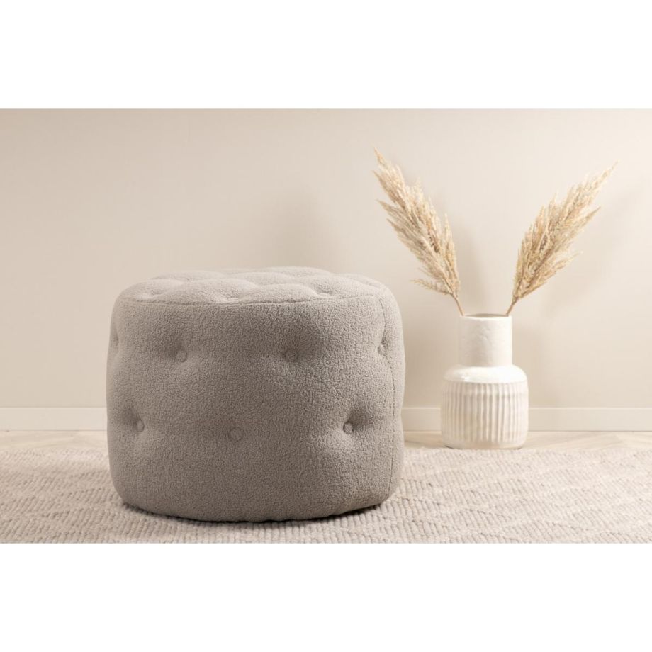 Juno hocker - teddy - grijs