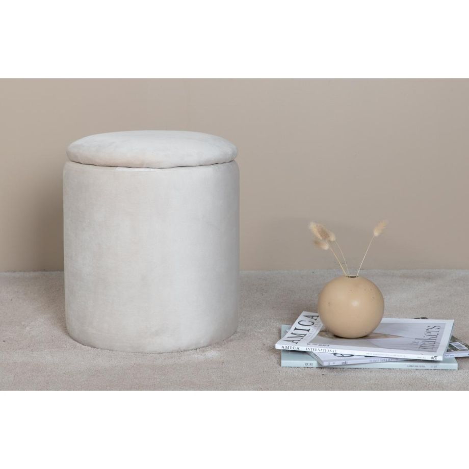 Zara poef - velvet - beige