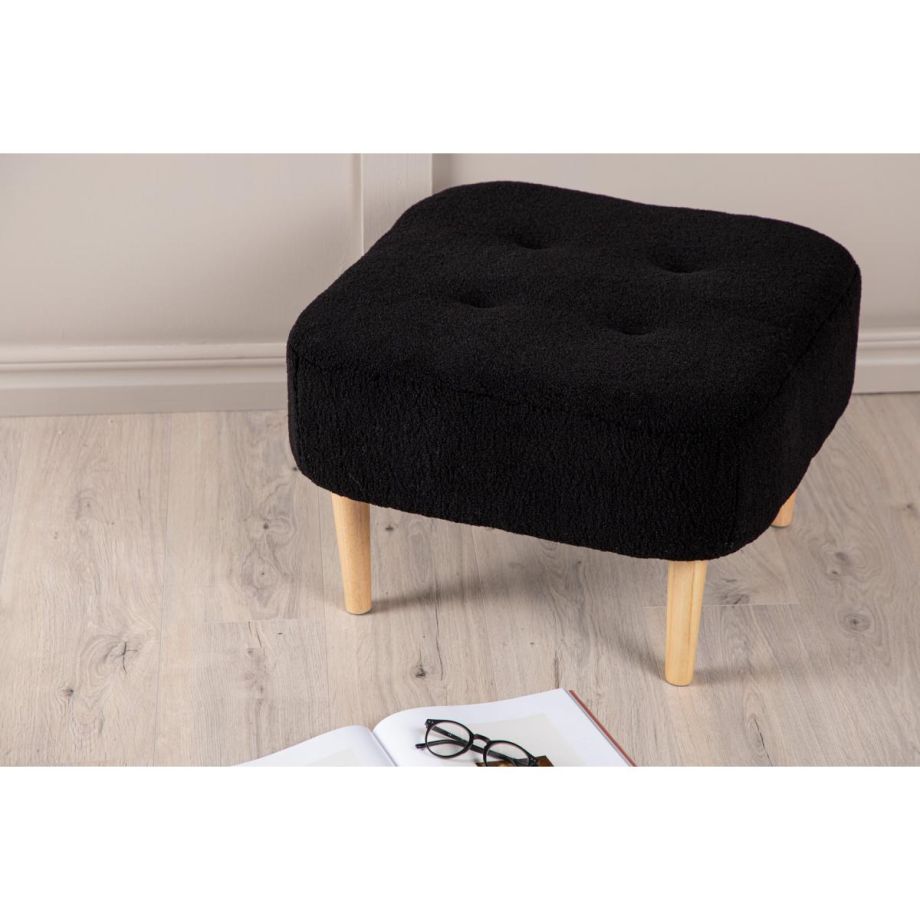 Kai poef - teddy - zwart