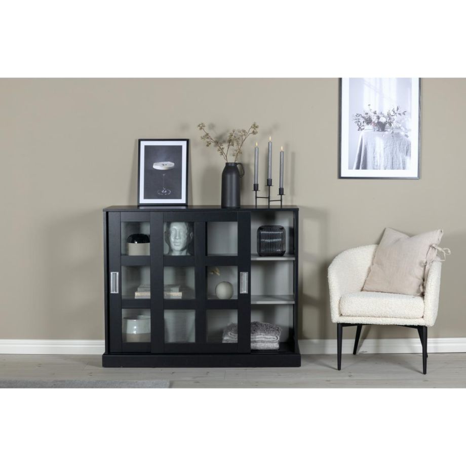 Pesro vitrinekast - 120 x 95 cm - zwart