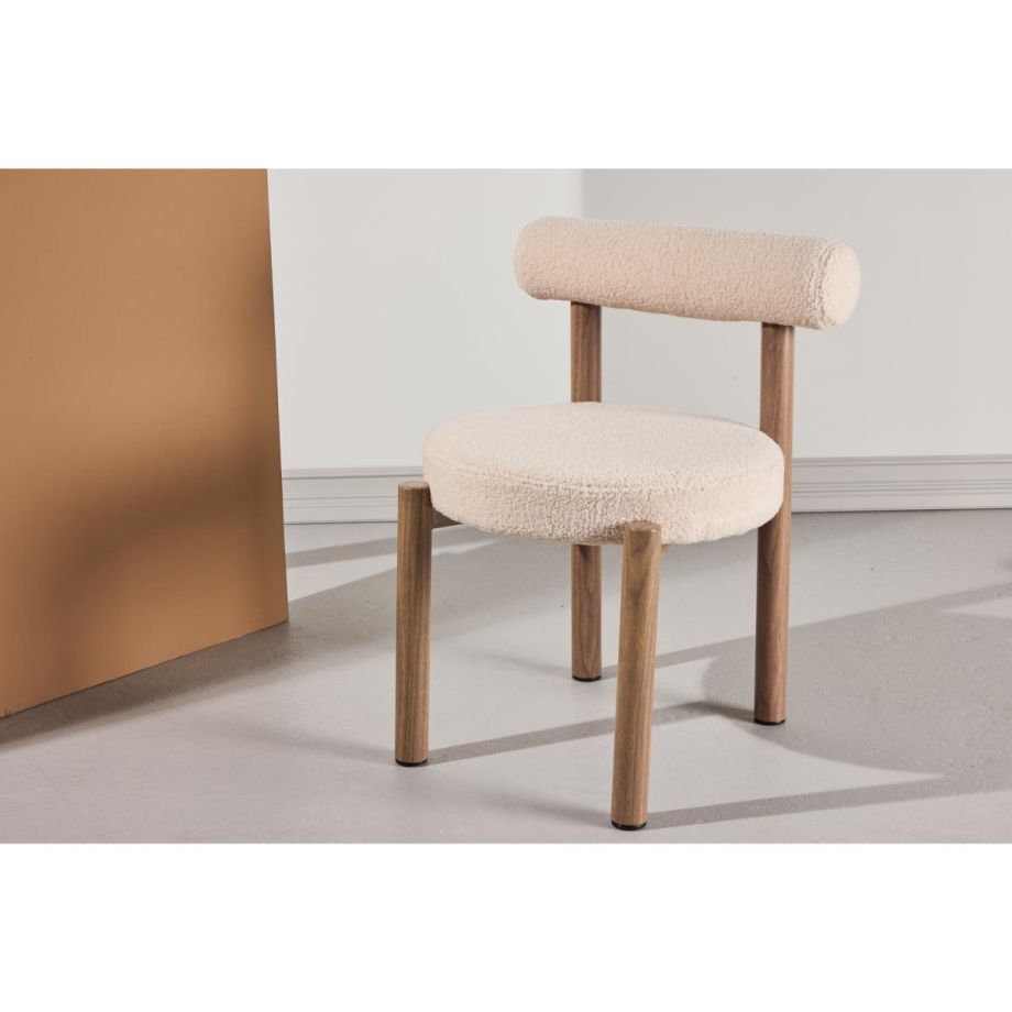 Fontaine eetkamerstoel - boucle en houtlook