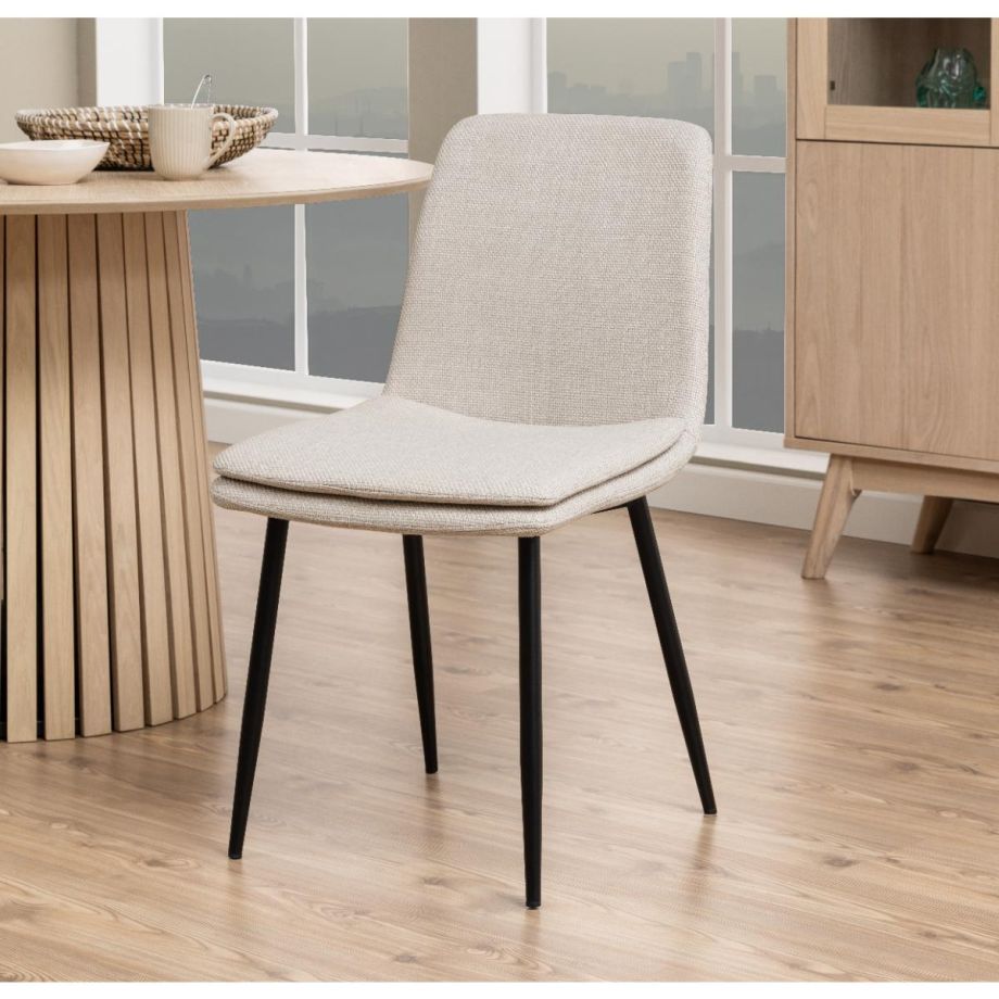 Runa eetkamerstoel | zwart metaal onderstel | stof Basel