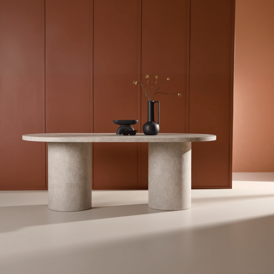 Svea Antonio ovale eettafel - 100 x 200 cm - marmerlook