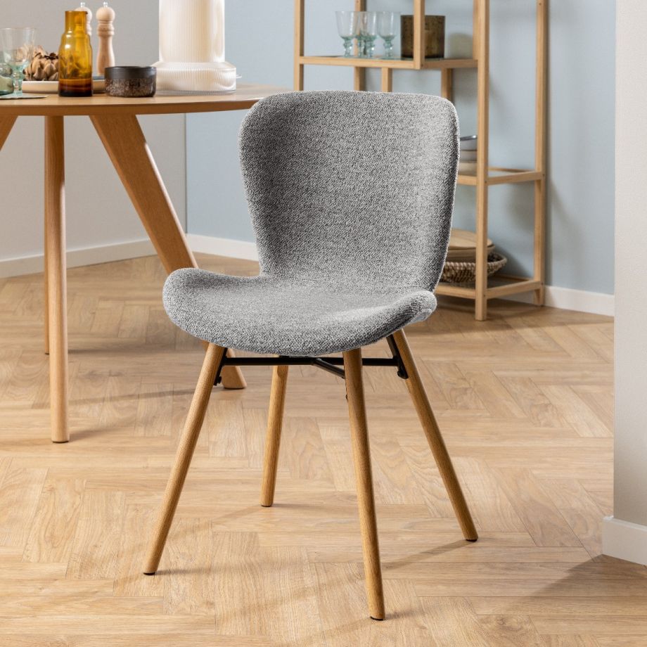 Nøra Aino eetkamerstoel | naturel oak onderstel | stof Monza