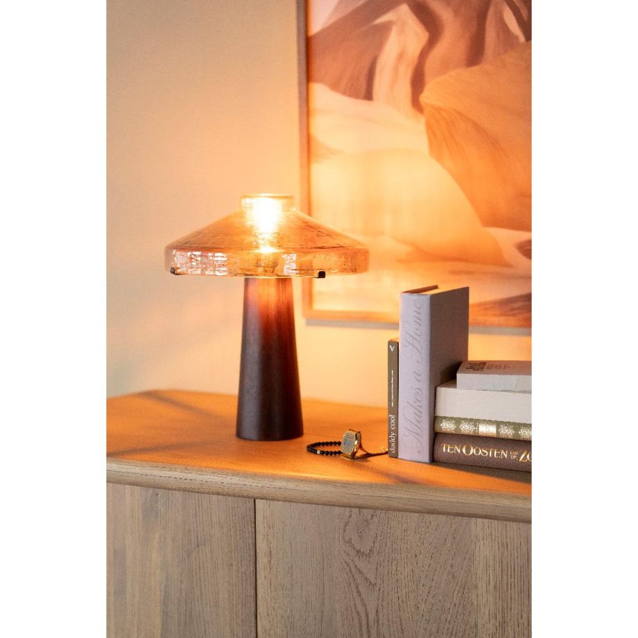 By-Boo Dome tafellamp - donkerbruin/glas