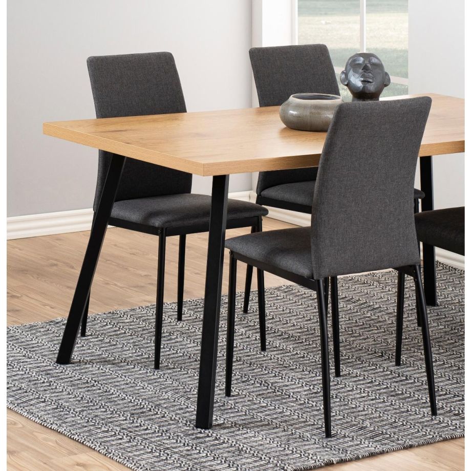 Seno eetkamerstoel | zwart metaal onderstel | stof Sawana - grijs