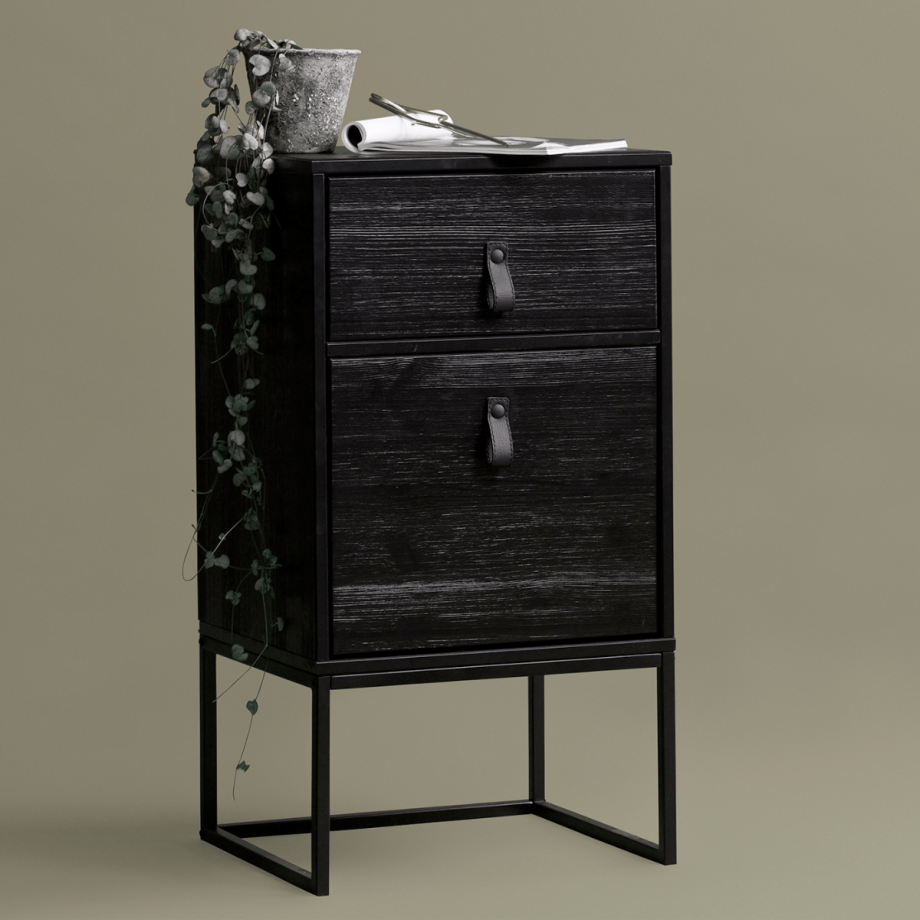 Zola nachtkastje met lade en deur zwart