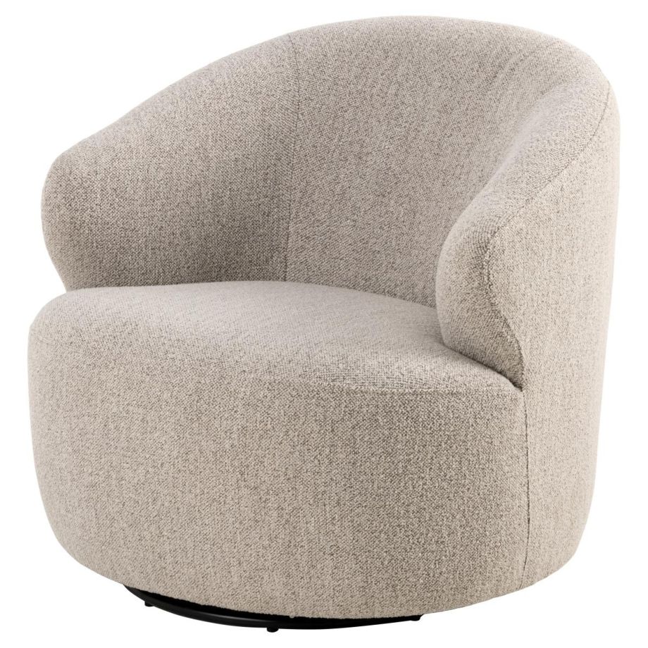 Nøra Beverly fauteuil | zwart metaal onderstel | stof Monza - beige