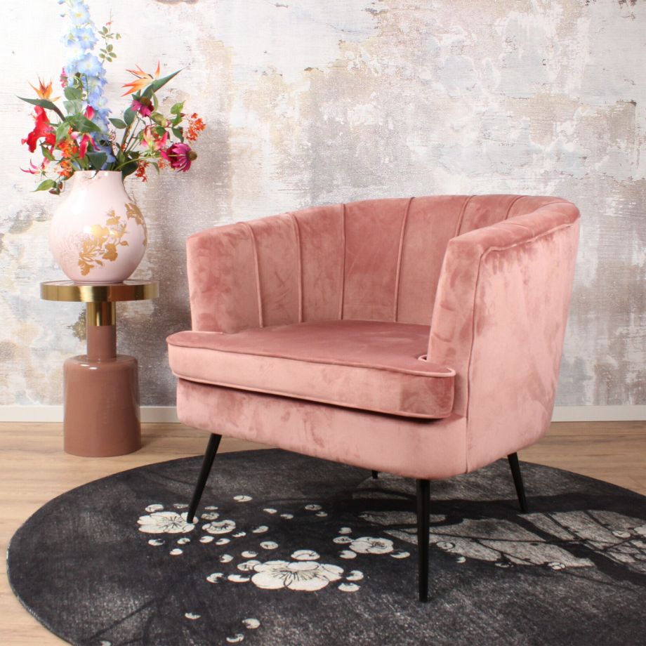 Norah fauteuil velvet zalmroze van het woonmerk DS4U
