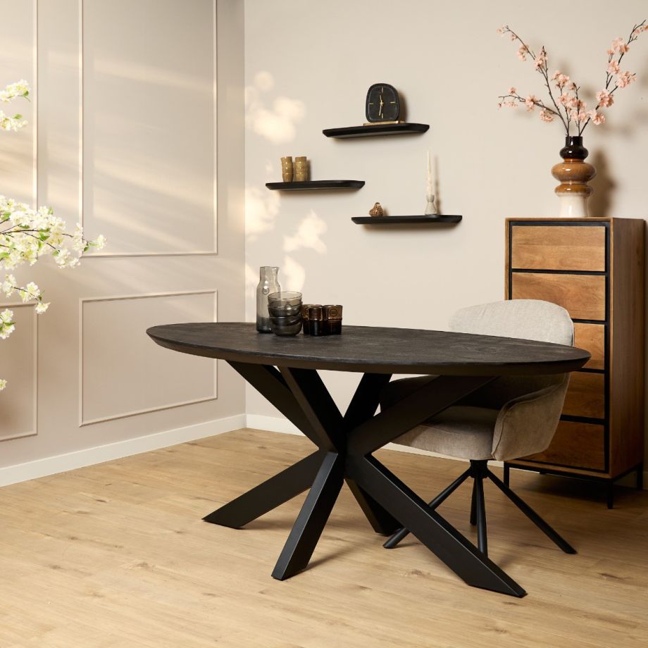 Starfurn Eettafel Brandy ovaal 180 cm - zwart