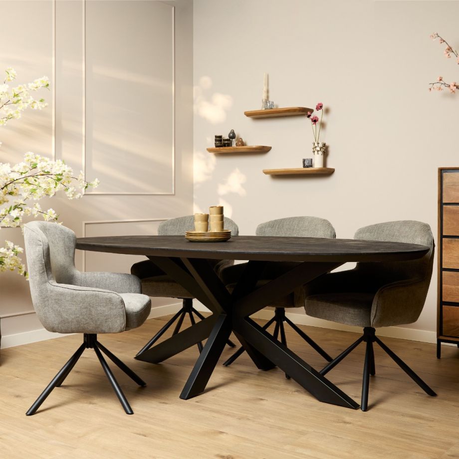 Starfurn Eettafel Brandy ovaal 210 cm - zwart