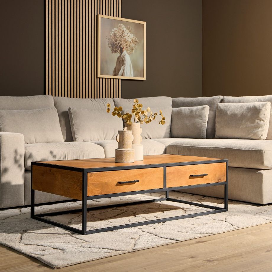 Rechthoekige salontafel Denver - 130 cm - naturel