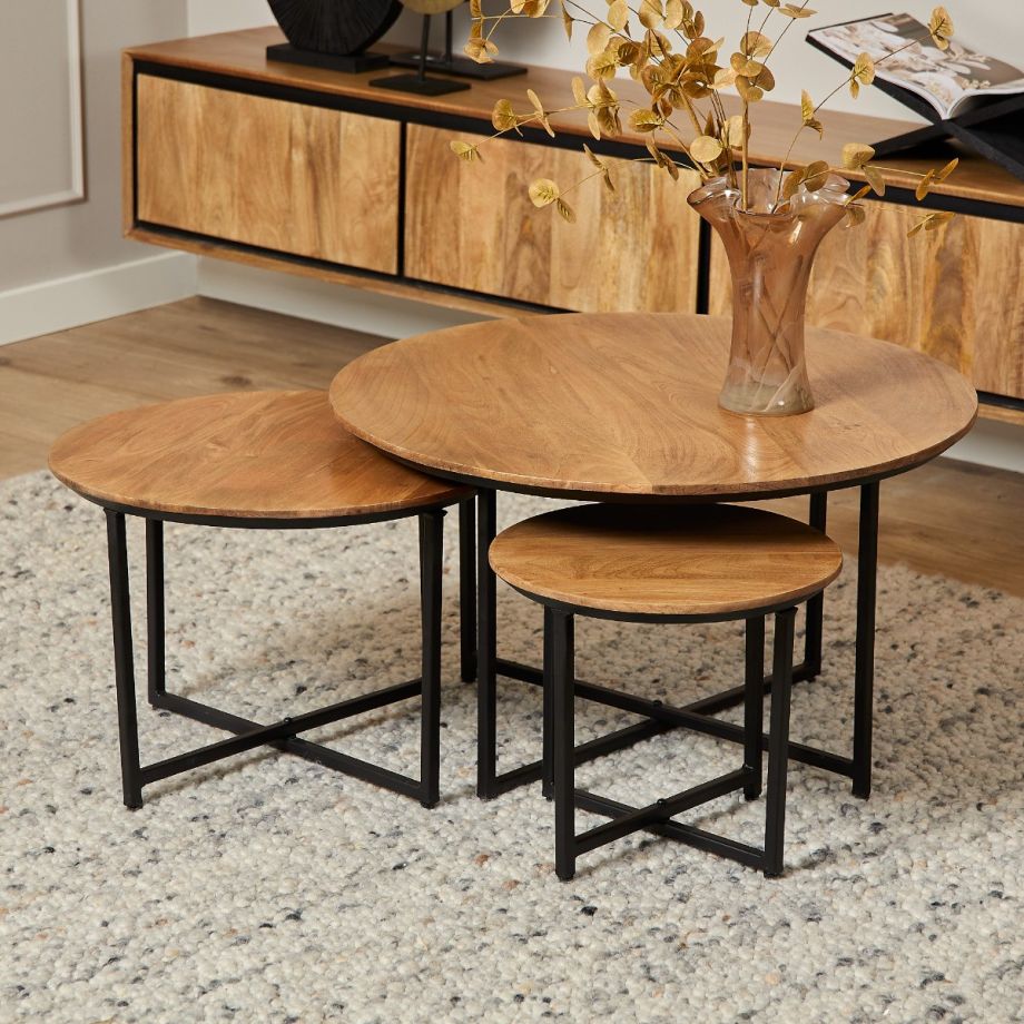 Salontafel RichWood set van 3 - naturel