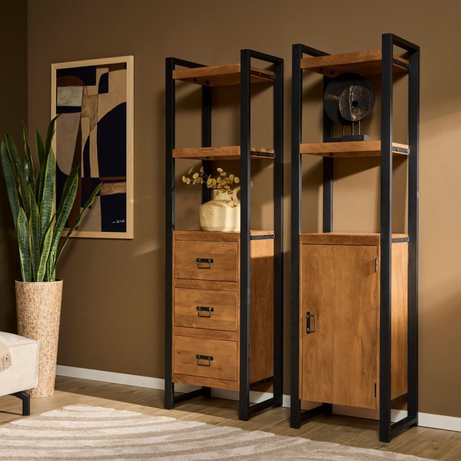 Boekenkast Boaz met 3 lades - 55 cm - naturel