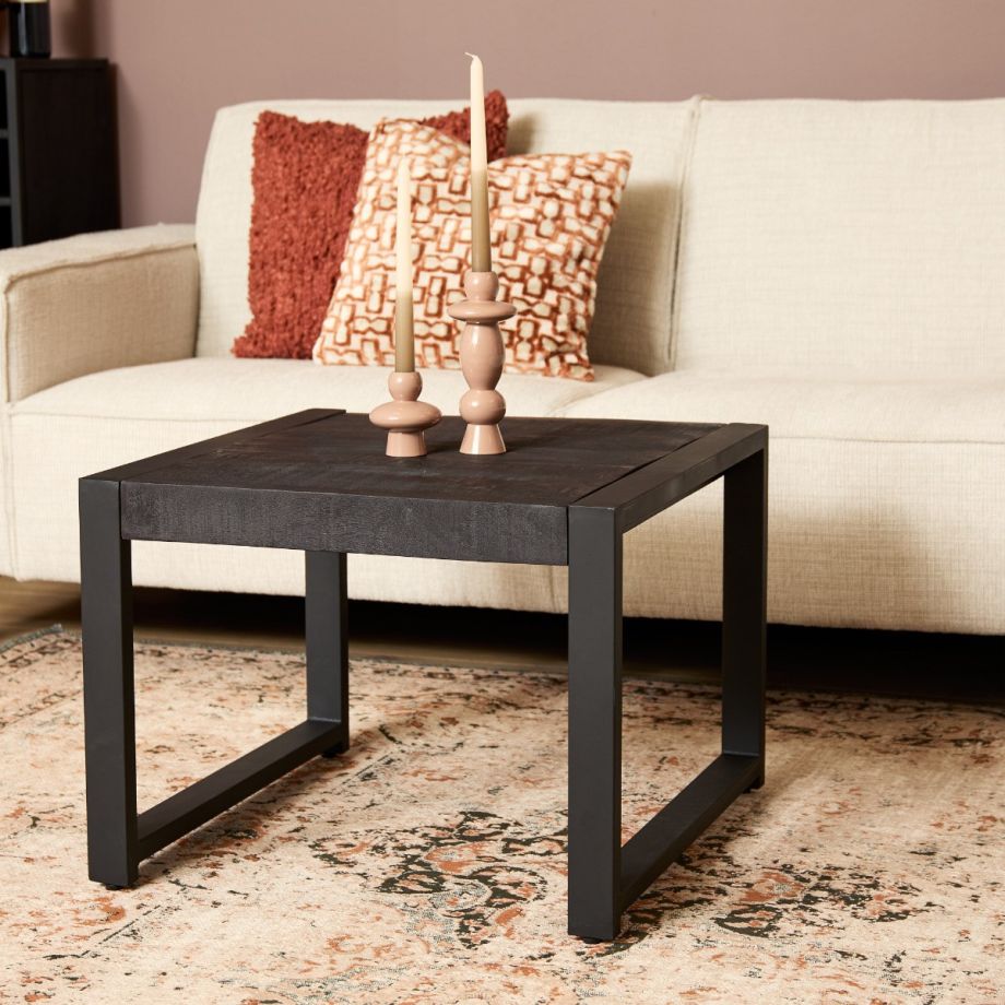 Starfurn Vierkante bijzettafel Boaz - 60 cm - zwart