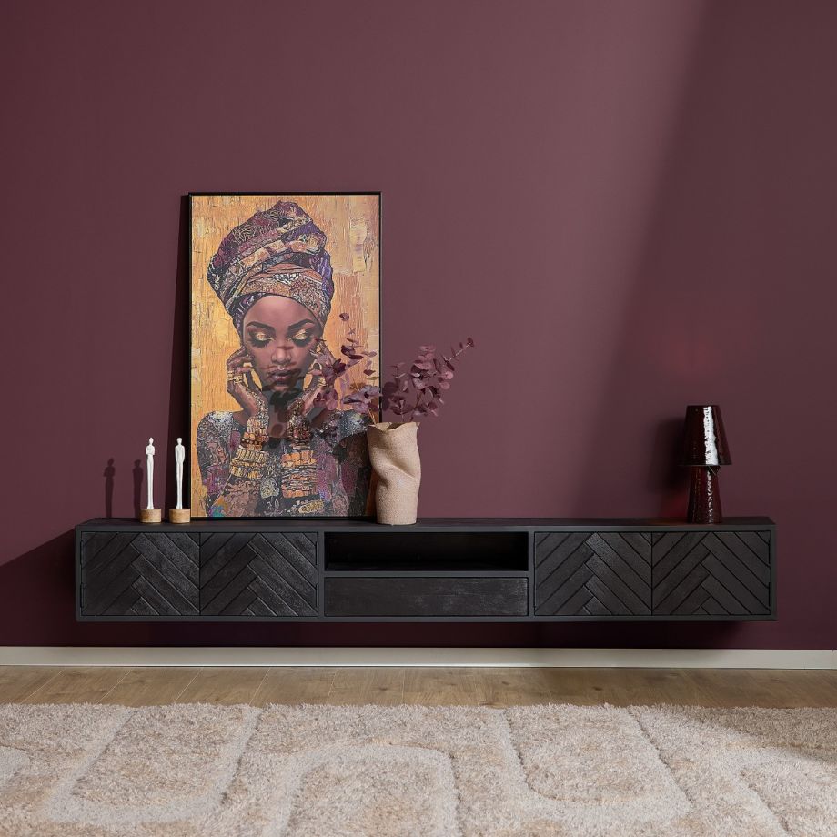 Starfurn Zwevend tv-meubel New York 200 cm - zwart