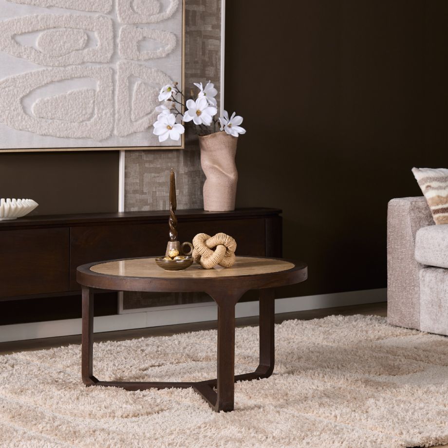 Starfurn Salontafel Morris 75 cm - donkerbruin/marmer