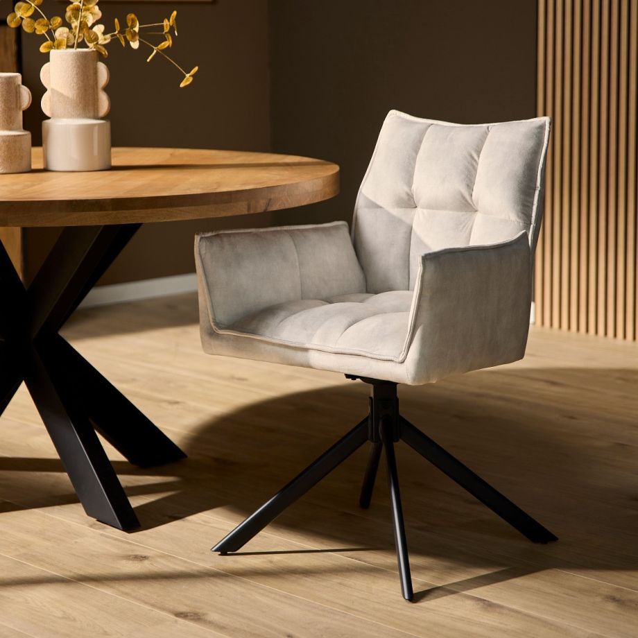 Eetkamerstoel Dani velvet met armleuning
