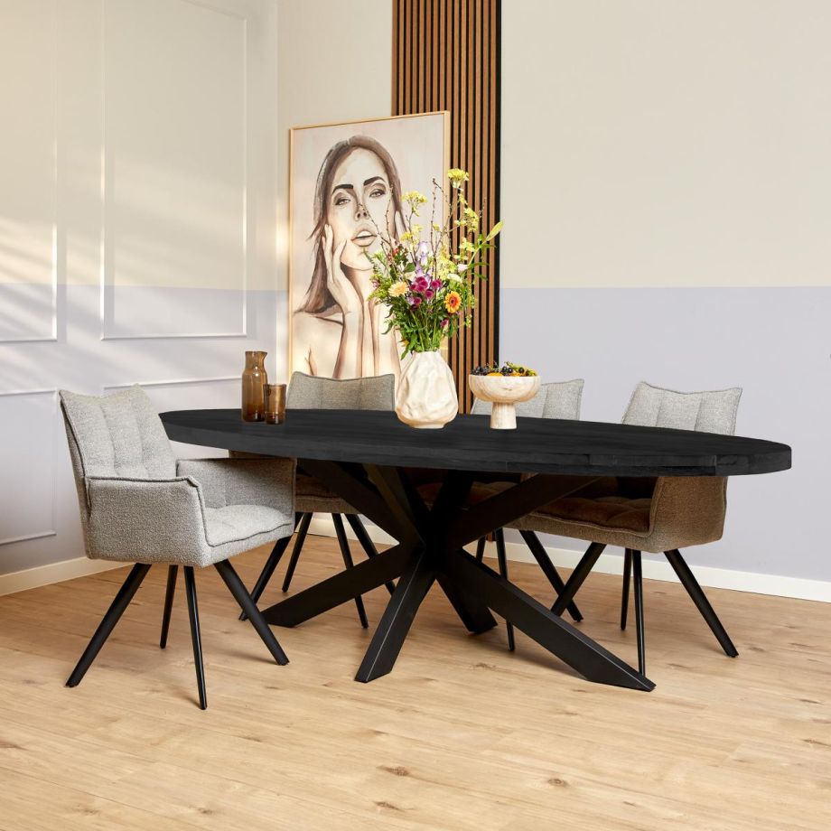 Starfurn Ovale eettafel Denver - 210 cm - zwart