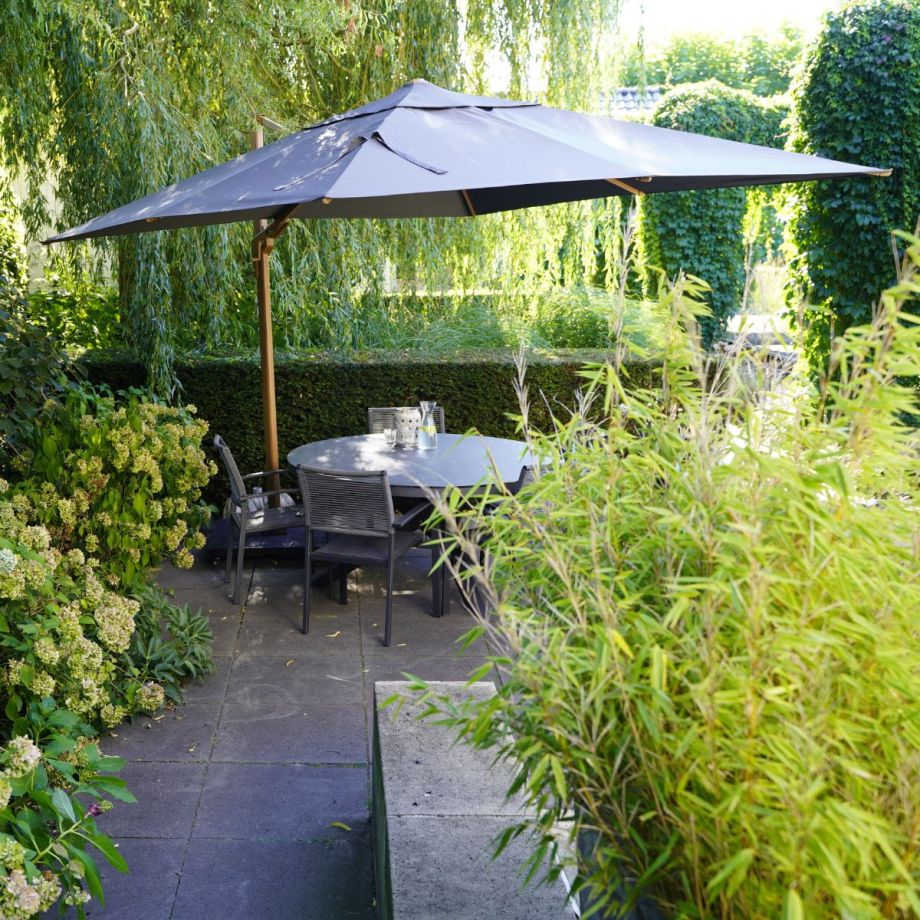 Zweefparasol VirgoFlex houtlook Ø3,5mtr - grijs