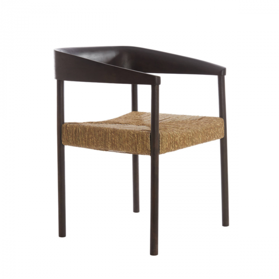 Delmar fauteuil - hout donker bruin + zeegras