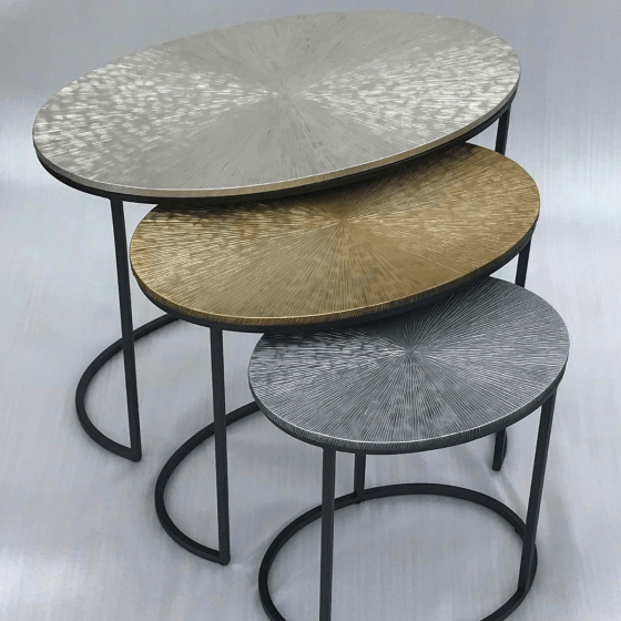 Fletcher ovale salontafels Aluminium zilver/goud/grijs | set van 3