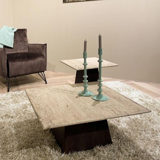 Valentino vierkante salontafel - 75x75 cm - beige van het woonmerk Livingfurn