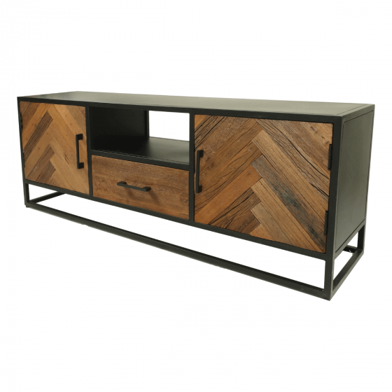 Verona tv-meubel 150x40x55 mangohout/metaal naturel/zwart van het woonmerk HSM Collection