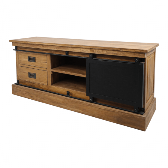 Darwin tv-meubel 130x40x55 teakhout/metaal naturel/zwart van het woonmerk HSM Collection