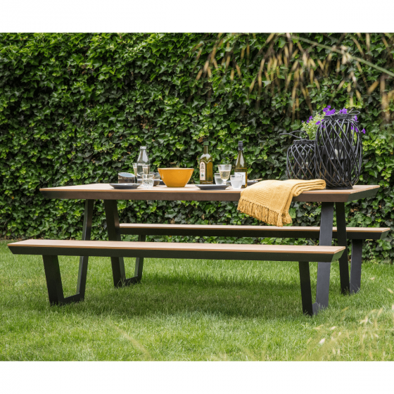 Arezzo picknickset rechthoek polywood teaklook van het woonmerk Les