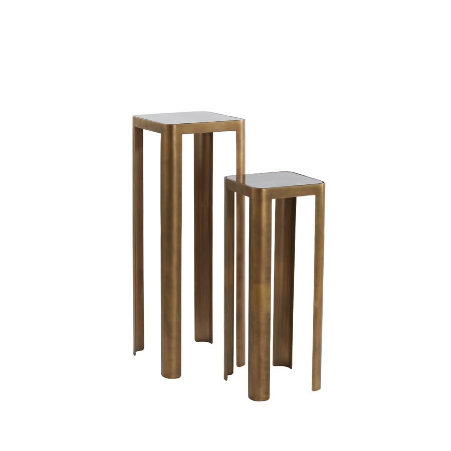 Light & Living Oxe pilaar set van 2 - antiek brons/smoked glas