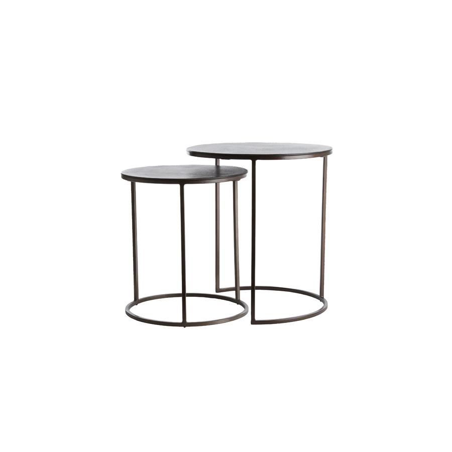 Light & Living Talca bijzettafel set van 2 Ø41x46+Ø49x52 cm - donkerbruin