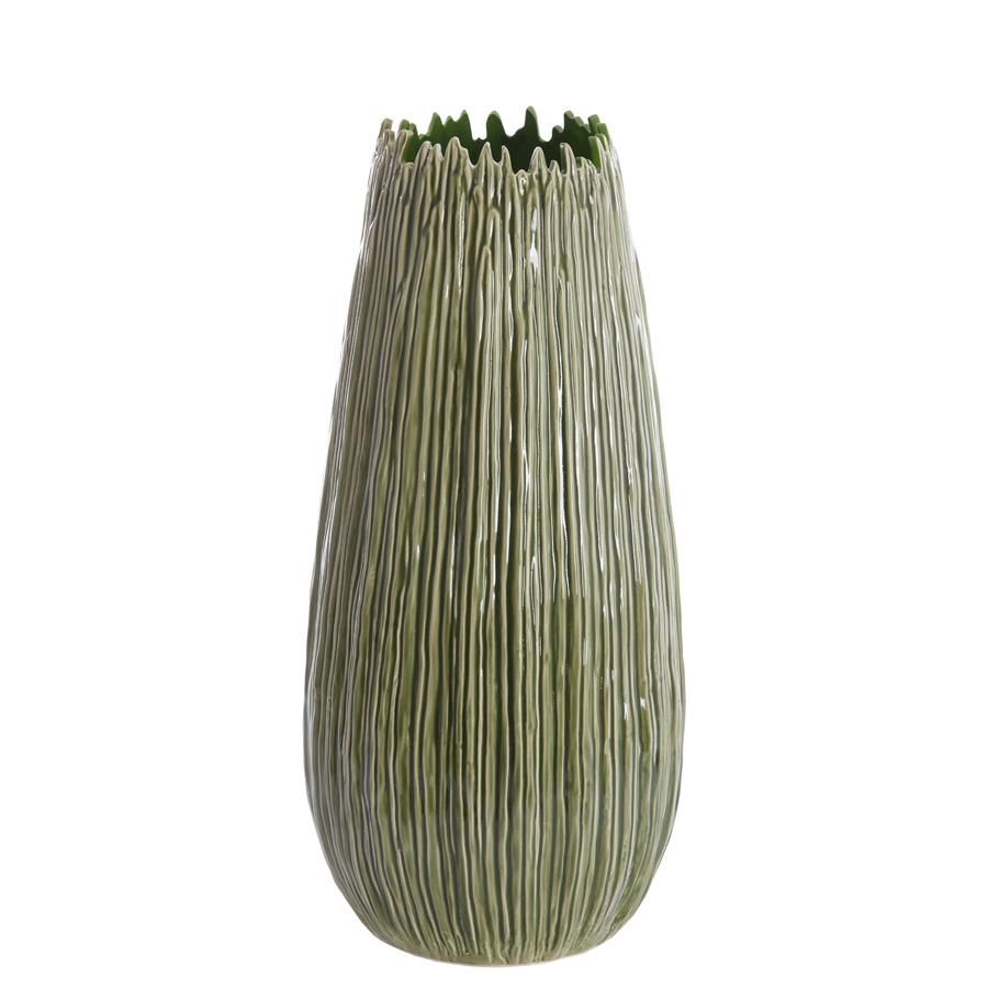Light & Living Kopra vaas deco Ø30,5x65 cm - keramiek donkergroen