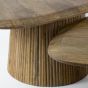 Roan salontafel set van 2 wave driehoekig blad - massief mango zandkleur