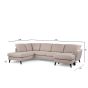 Aida 3-zits U-bank links stof - beige/poot zwart