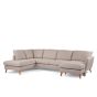 Darcy 3-zits U-bank links stof - beige/poot eiken