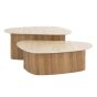 Dexter salontafel set van 2 driehoekige poot - mdf/keramiek travertine
