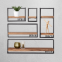 Woody metaal wandplank - bundel set van vijf 100x100 cm