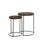 Jairo bijzettafel set van 2 - leer donkerbruin/zwart