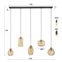 Ruby hanglamp glas horizontaal 5-lichts - smoke bruin
