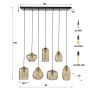 Ruby hanglamp gestreept glas 7L - amberkleurig