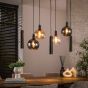 Bruno hanglamp tricolore 4+3-lichts - artic zwart