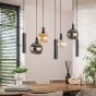 Bruno hanglamp tricolore 4+3-lichts - artic zwart