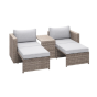 Cora 5 pcs loungeset wicker - beige/bruin