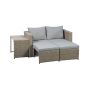 Cora 5 pcs loungeset wicker - beige/bruin