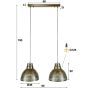 Zoe hanglamp 2xø38 screen - brons antiek