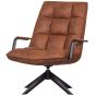 Jouke draaifauteuil met armleuning leerlook - cognac