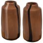 Selena vaas glas met streep - bruin