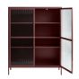 Olan glazen vitrinekast - 140 cm - rood - OUTLET A