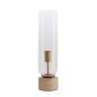 Rylano tafellamp Ø12x47 cm - glas helder+zand+antiek brons